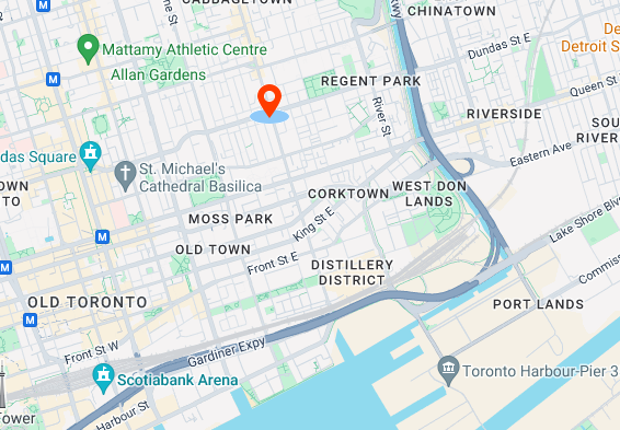 Map showing location of main office located at 577 River Road, Toronto, ON, L4P 6N4 